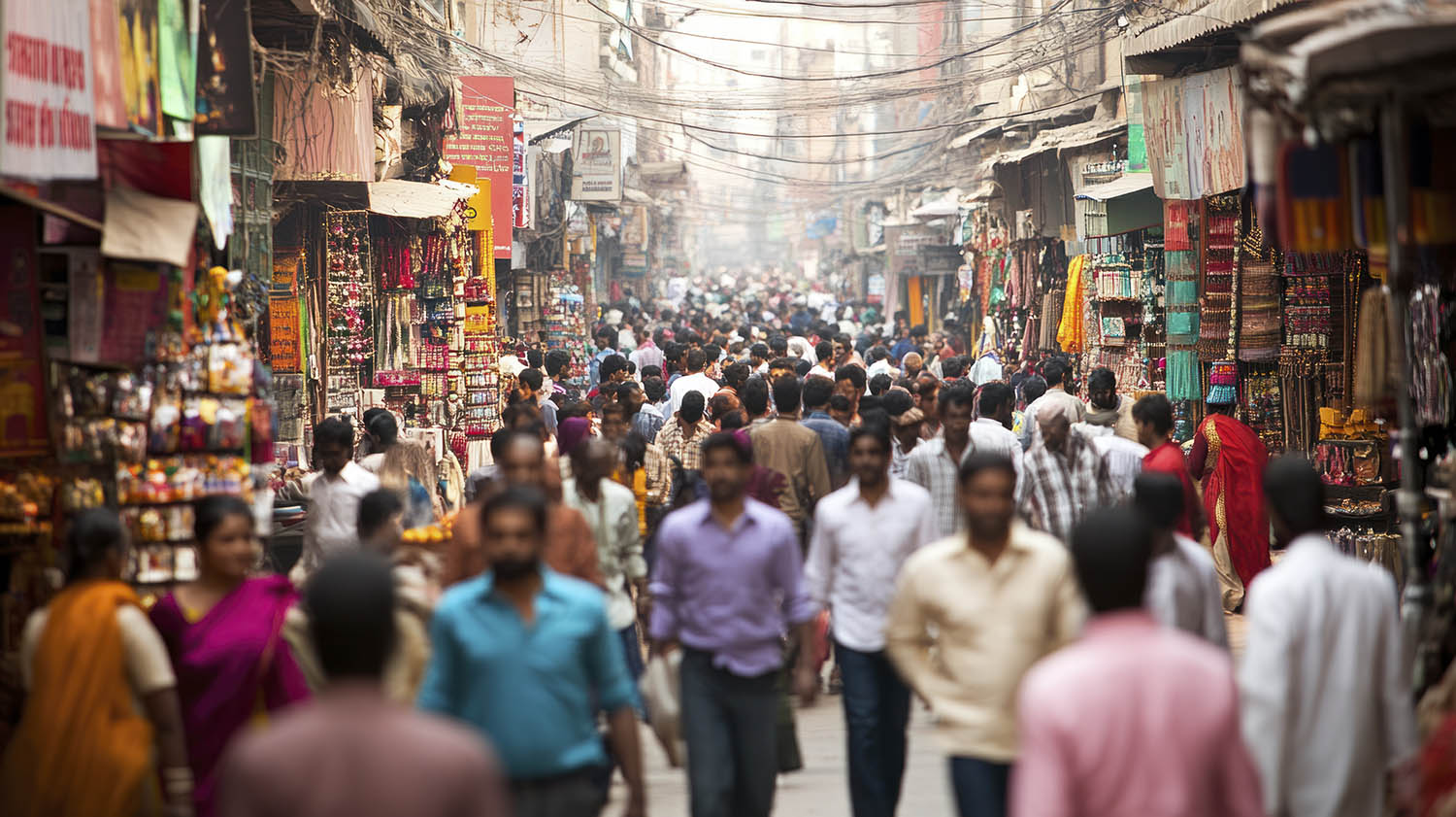 crowded city scene